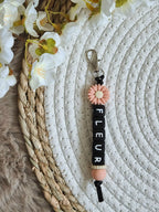 Sleutelhanger fleur met bloem peach