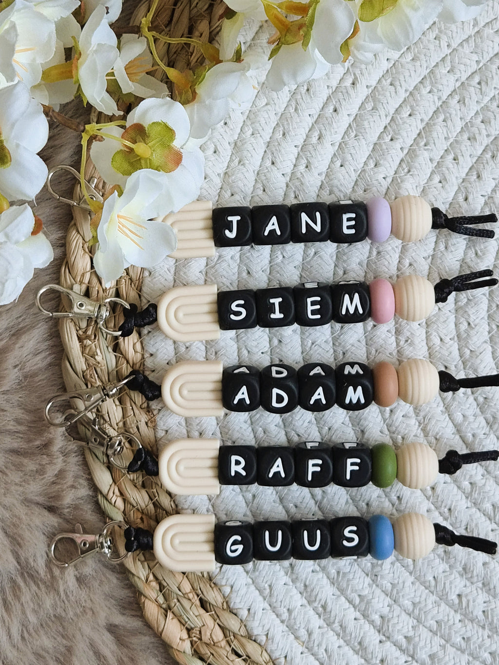 Sleutelhanger regenboog beige