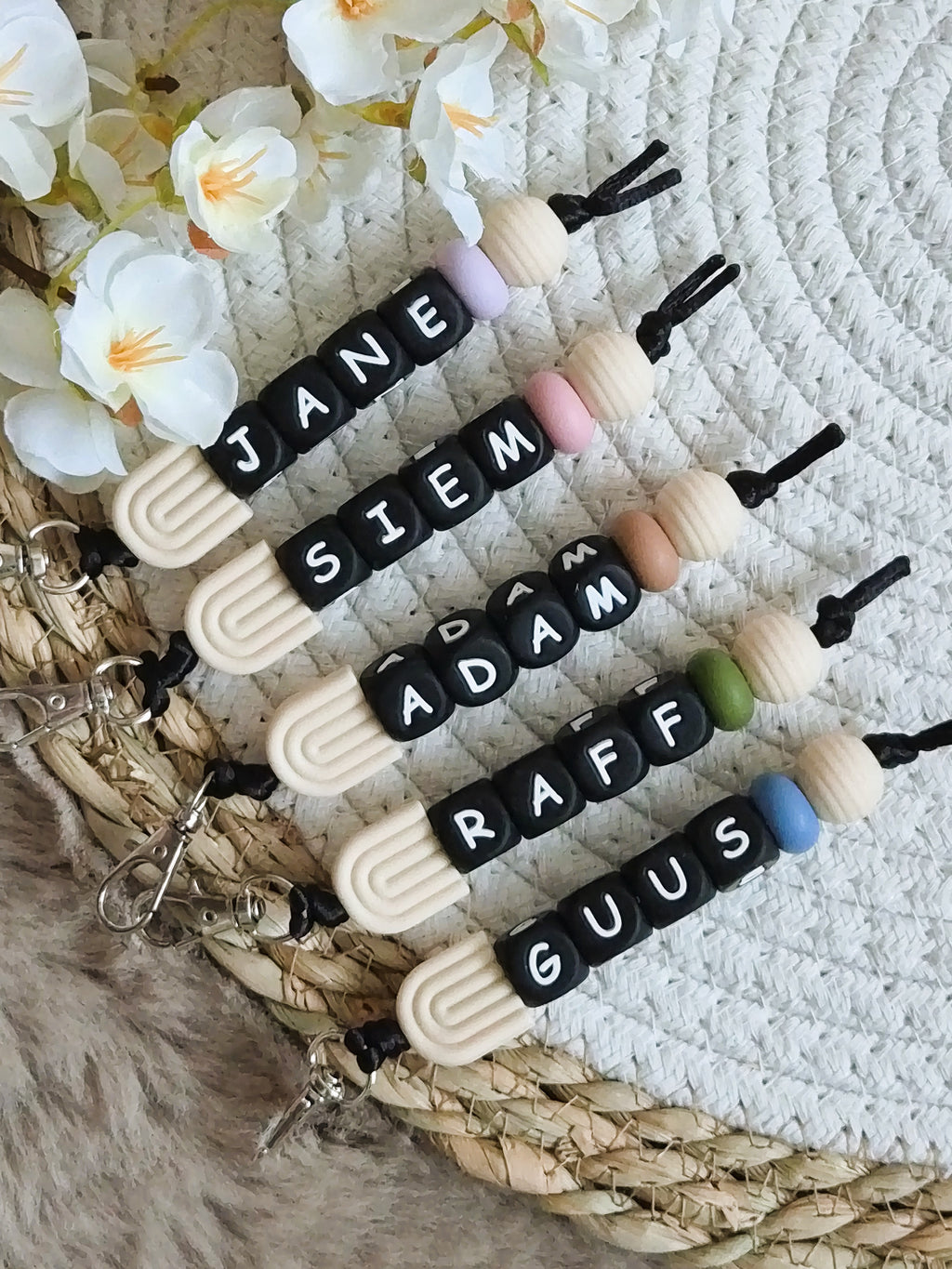 Sleutelhanger regenboog beige