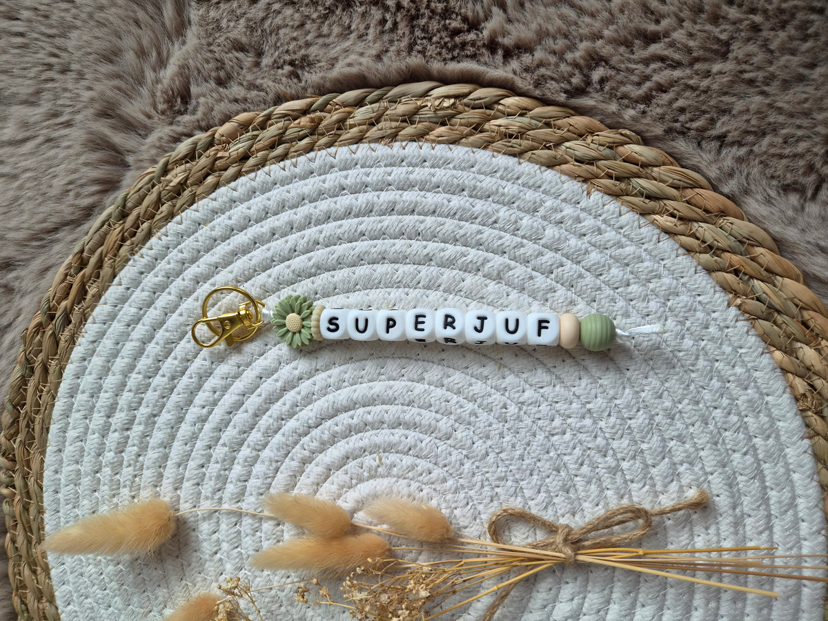 Superjuf sleutelhanger met bloemen