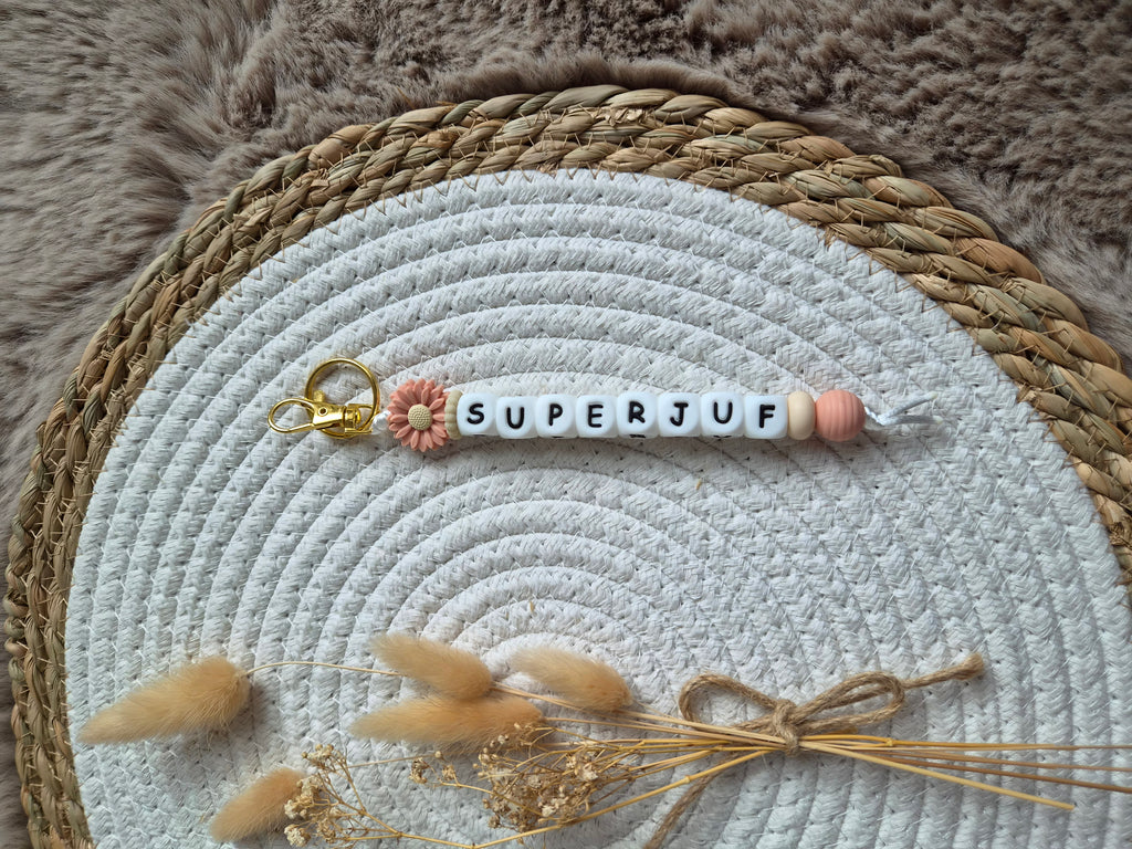 Superjuf sleutelhanger met bloemen