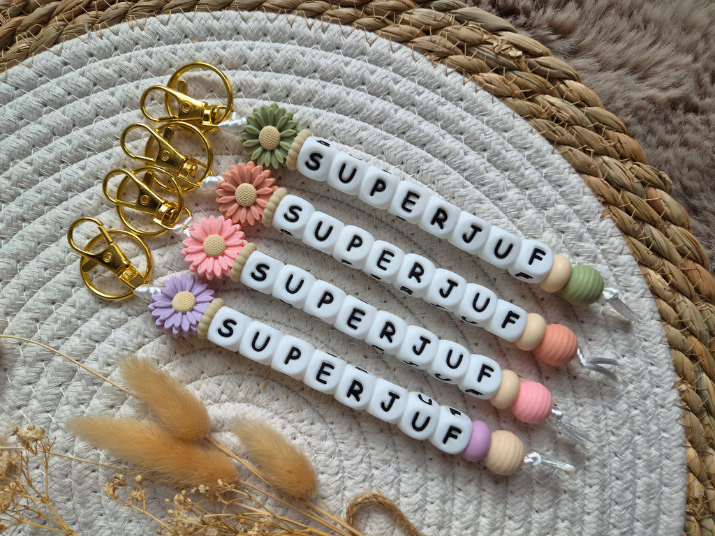 Superjuf sleutelhanger met bloemen