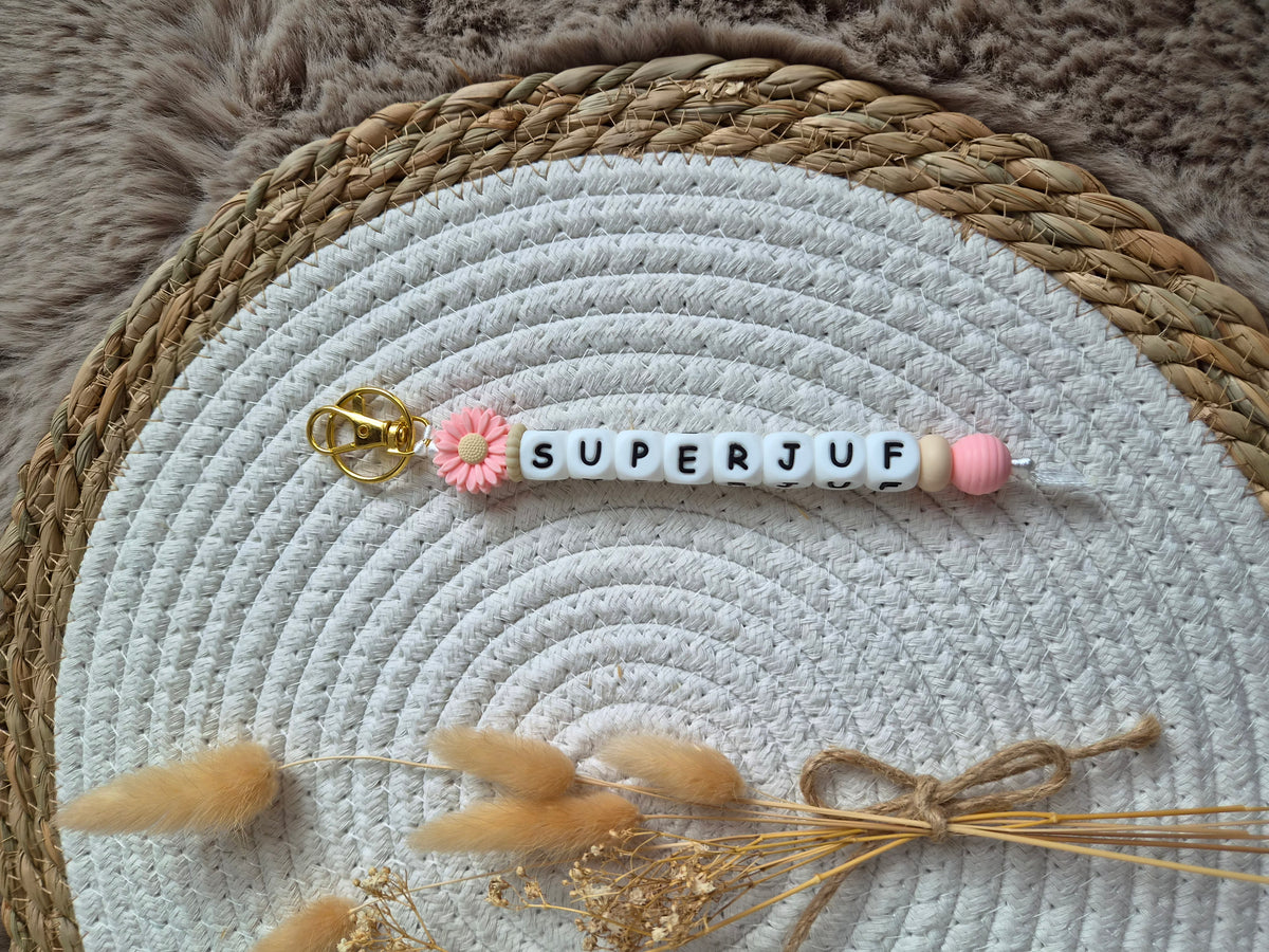 Superjuf sleutelhanger met bloemen